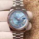 High Quality Rolex Day Date II Ice Blue Replica 40MM Watch Diamond Roman Markers